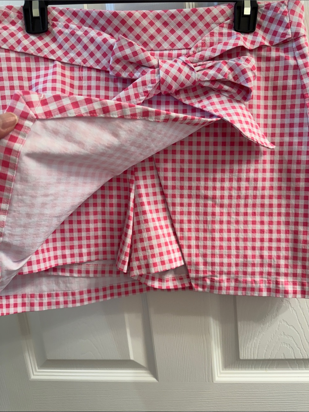 crown & ivy Pink White Gingham check Tie-Waist Skort - Picture 4 of 4